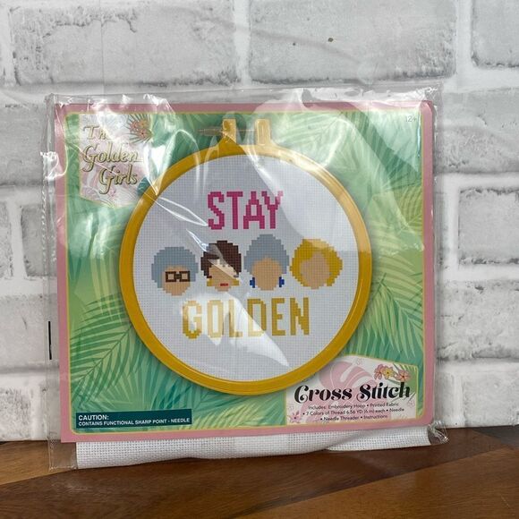 Cross Stitch Kit Embroidery Golden Girls Series “Stay Golden” New Grannycore - Picture 1 of 5